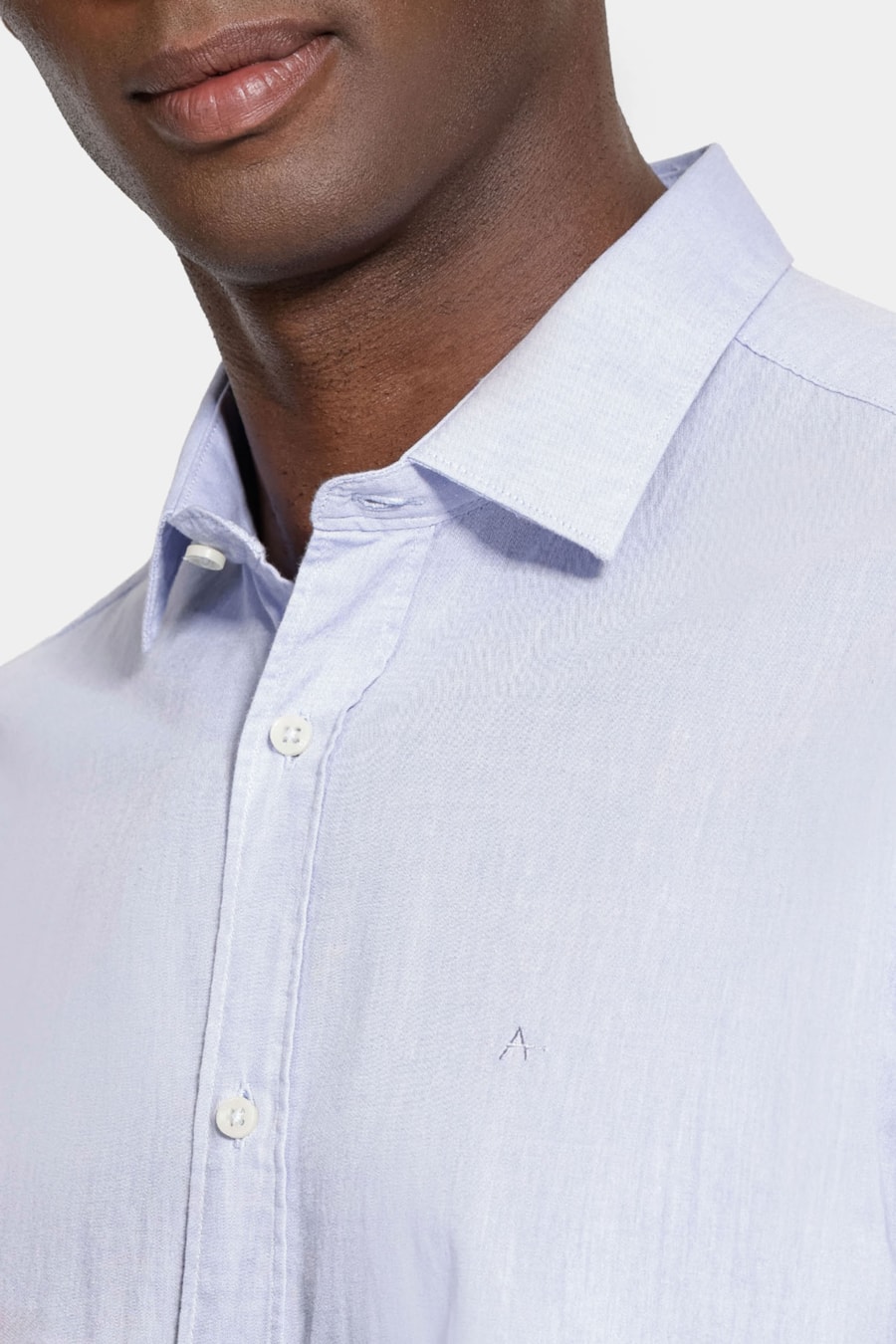 Camisa Manga Longa Slim Algodão Willis Azul Celeste — foto 3 de 6