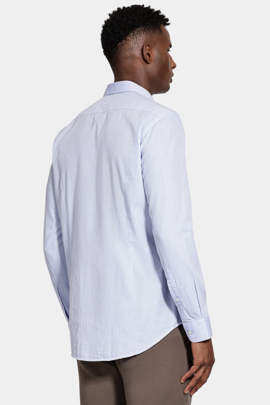 Camisa Manga Longa Slim Algodão Willis Azul Celeste — foto 4 de 6