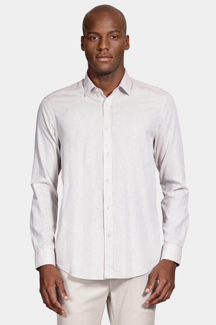 Camisa Manga Longa Slim Algodão Willis Caqui — foto 1 de 6
