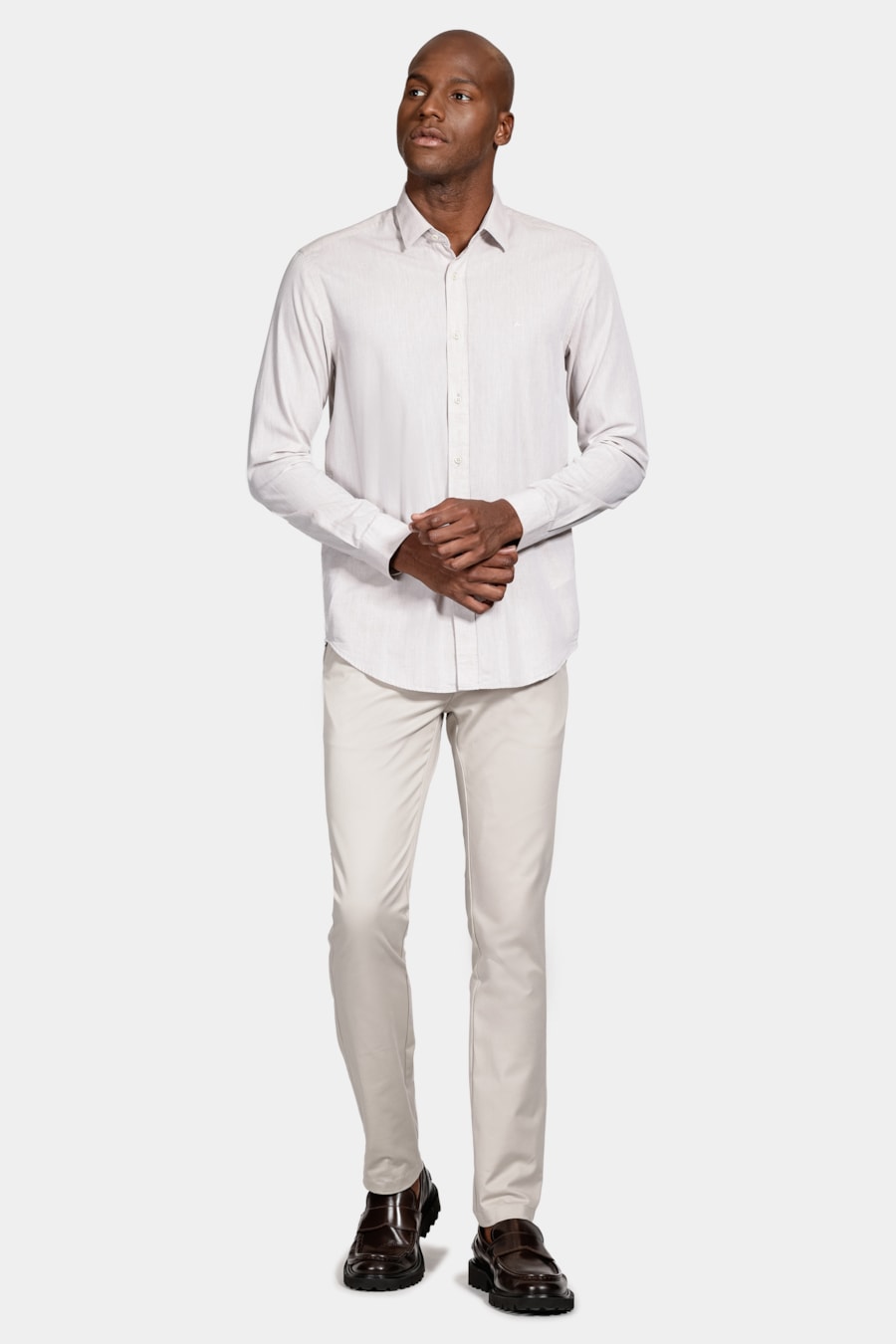 Camisa Manga Longa Slim Algodão Willis Caqui — foto 2 de 6