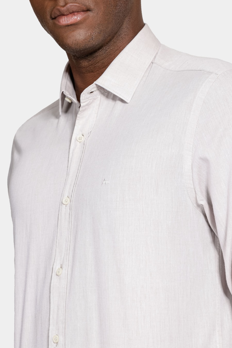 Camisa Manga Longa Slim Algodão Willis Caqui — foto 3 de 6