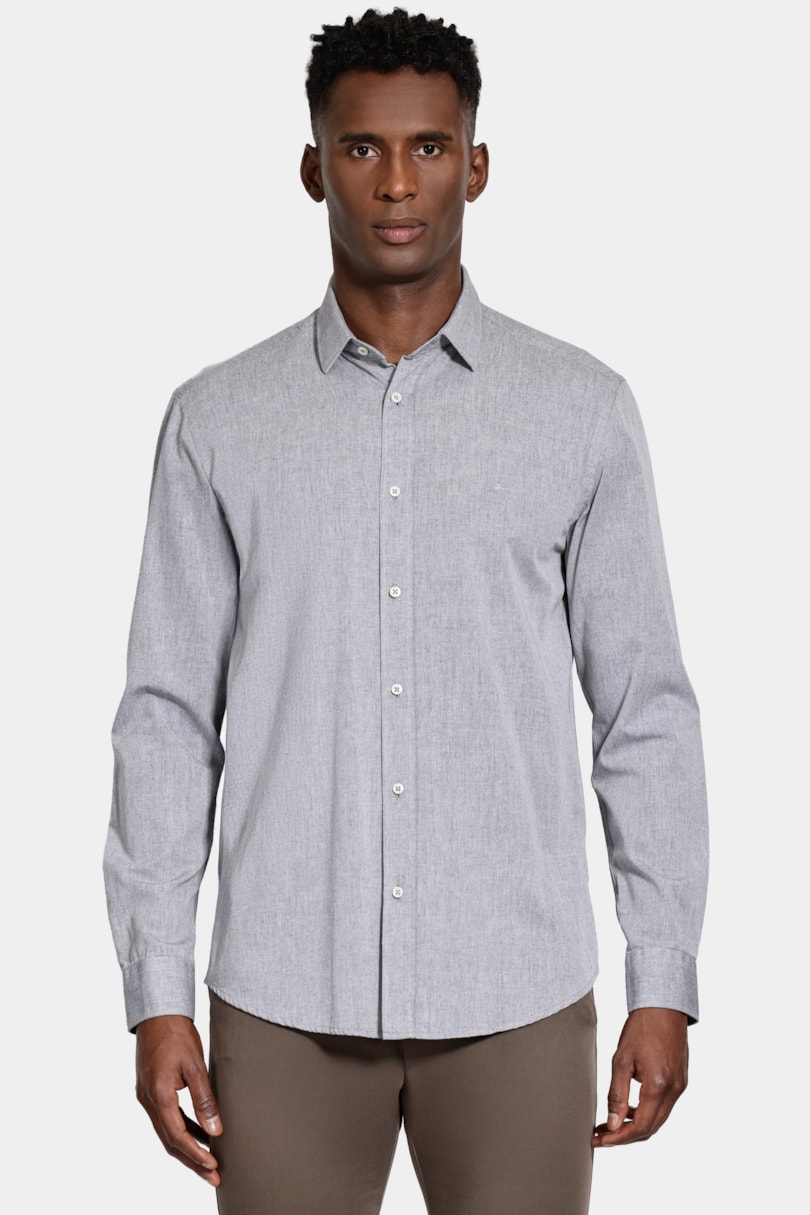 Camisa Manga Longa Slim Algodão Willis Chumbo