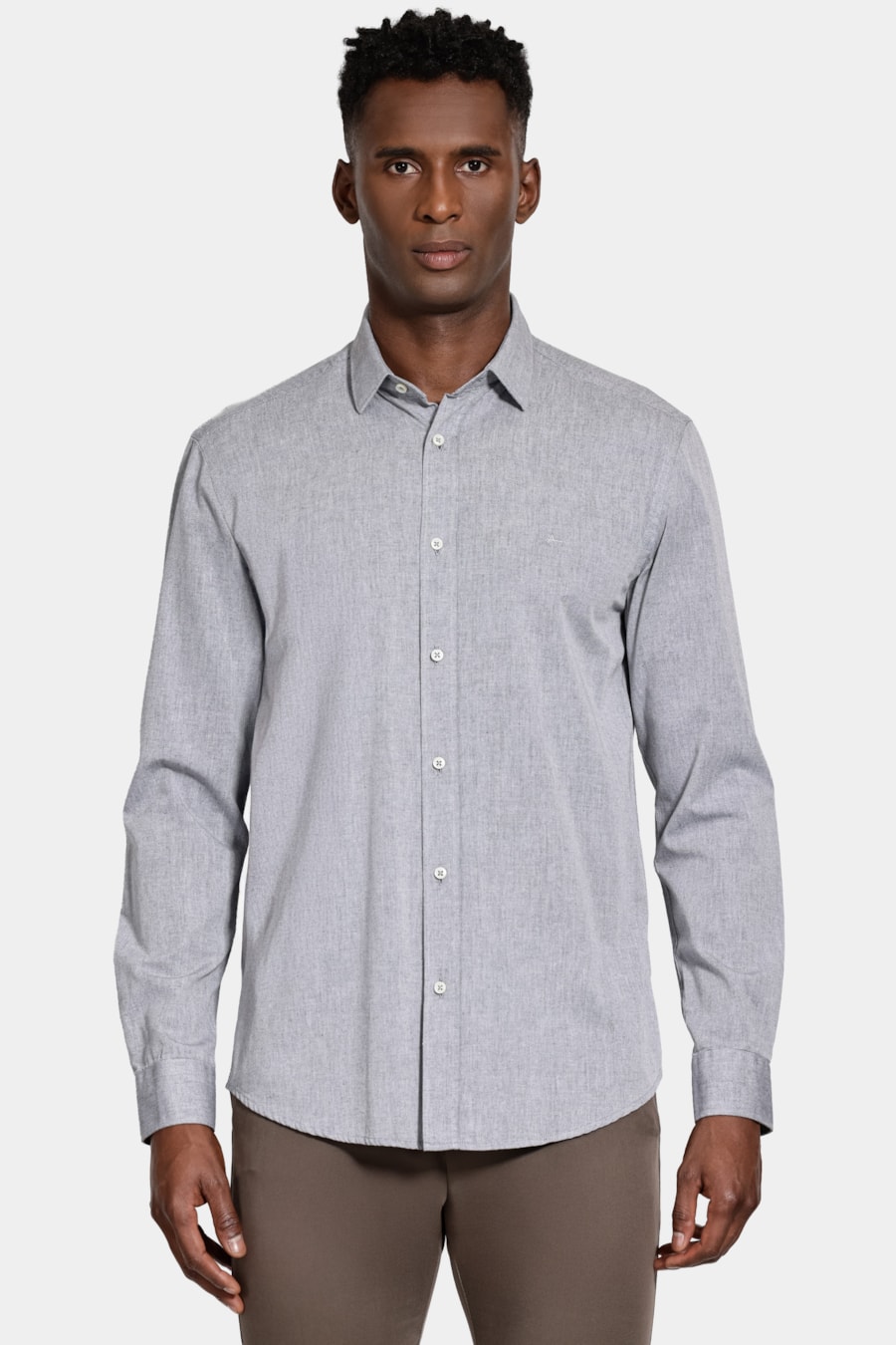 Camisa Manga Longa Slim Algodão Willis Chumbo — foto 1 de 5