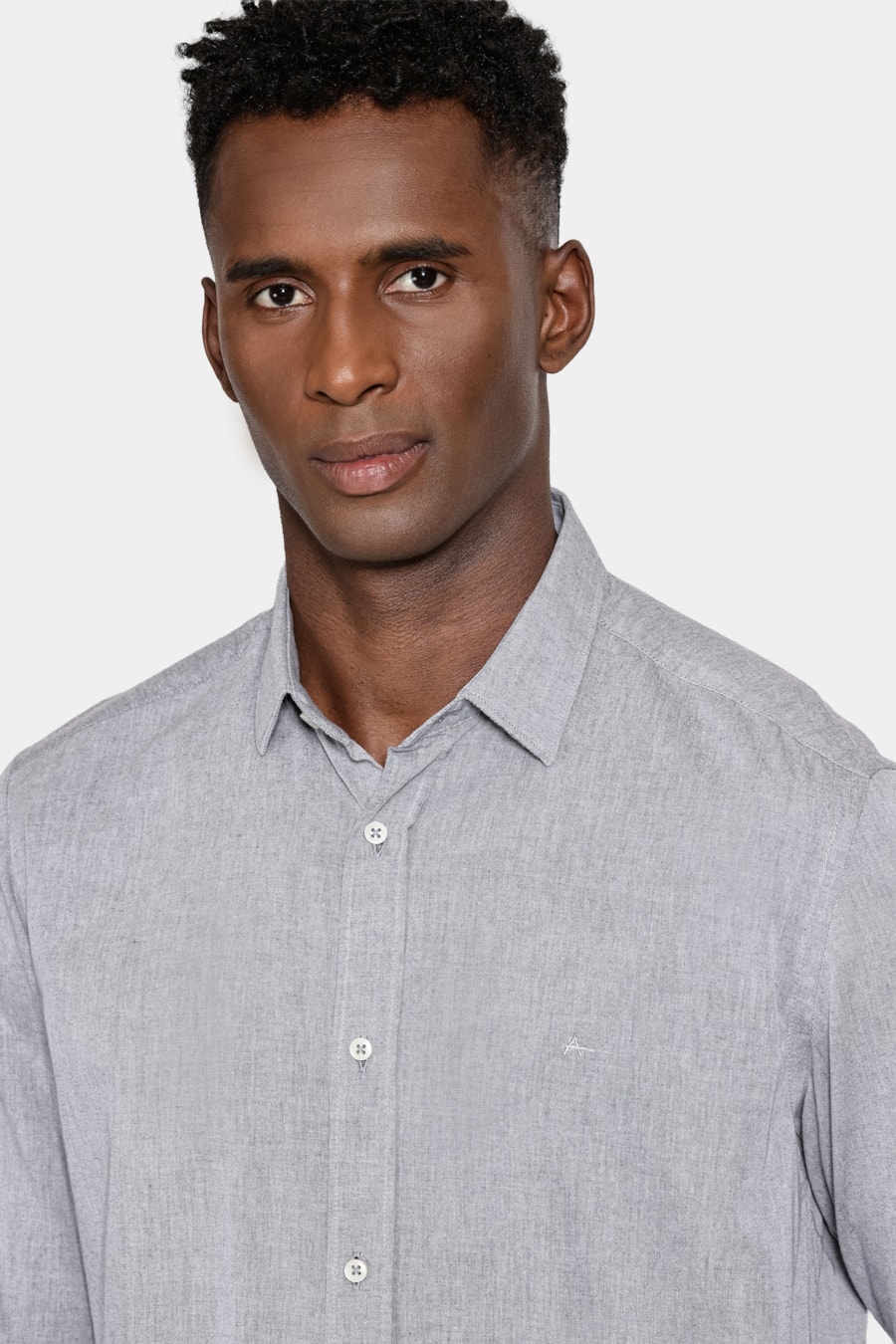 Camisa Manga Longa Slim Algodão Willis Chumbo — foto 3 de 5