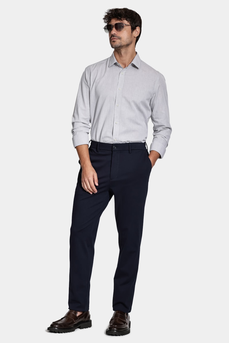 Camisa Manga Longa Slim Algodão Willis Cinza — foto 2 de 6