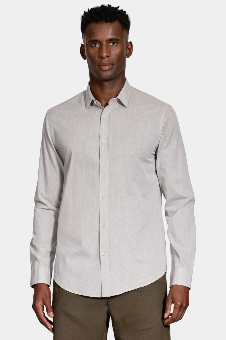 Camisa Manga Longa Slim Algodão Willis Verde Militar — foto 1 de 6