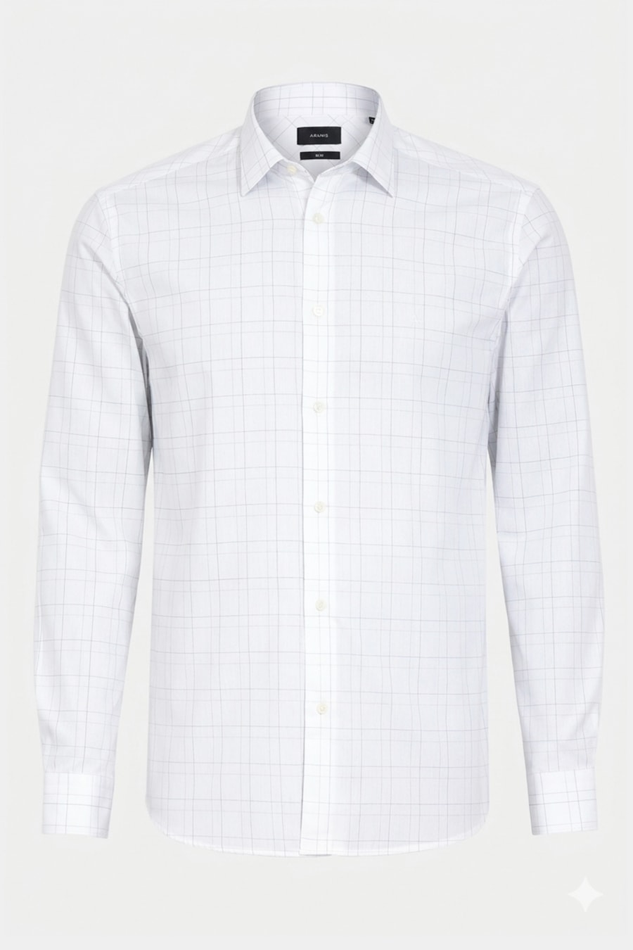 Camisa Manga Longa Slim Algodão Xadrez Branco C/Marinho — foto 5 de 6