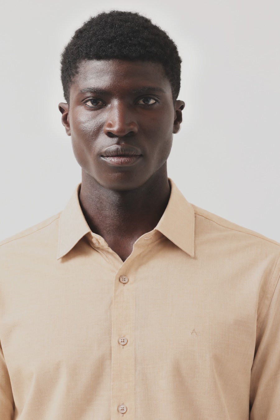 Camisa Manga Longa Slim Augustine Melange Caqui — foto 3 de 5