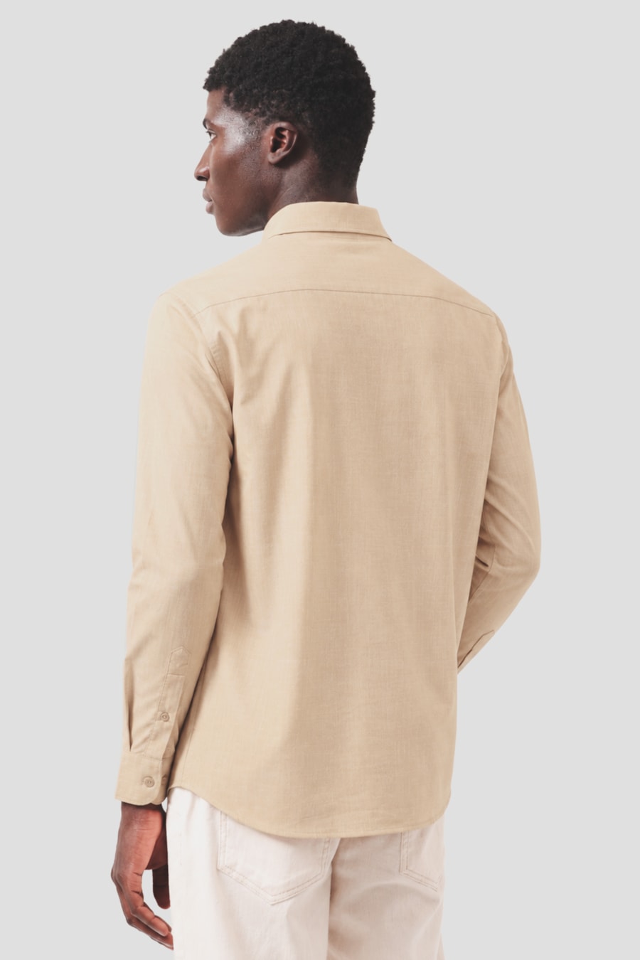 Camisa Manga Longa Slim Augustine Melange Caqui — foto 4 de 5