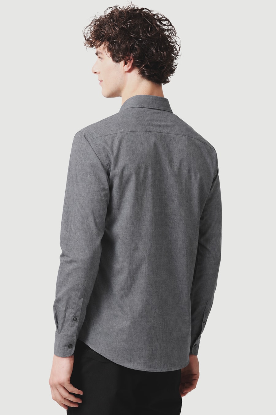 Camisa Manga Longa Slim Augustine Melange Chumbo — foto 4 de 5
