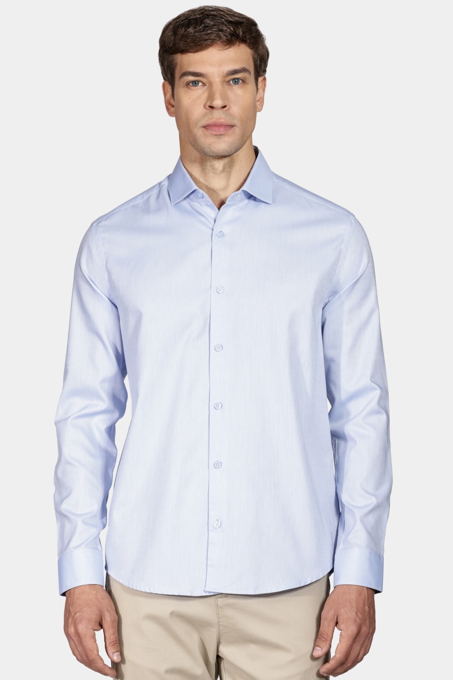 Camisa Manga Longa Slim Azul Claro — foto 1 de 5