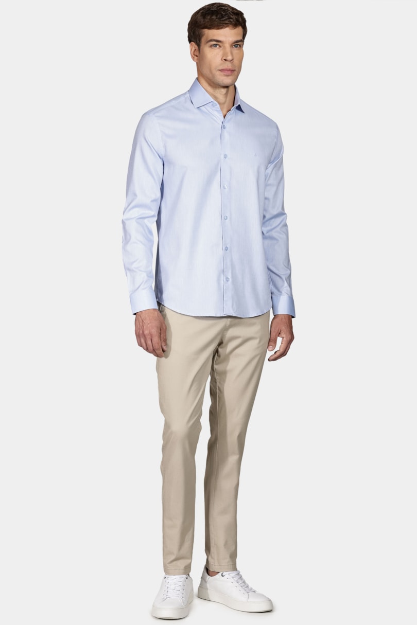 Camisa Manga Longa Slim Azul Claro