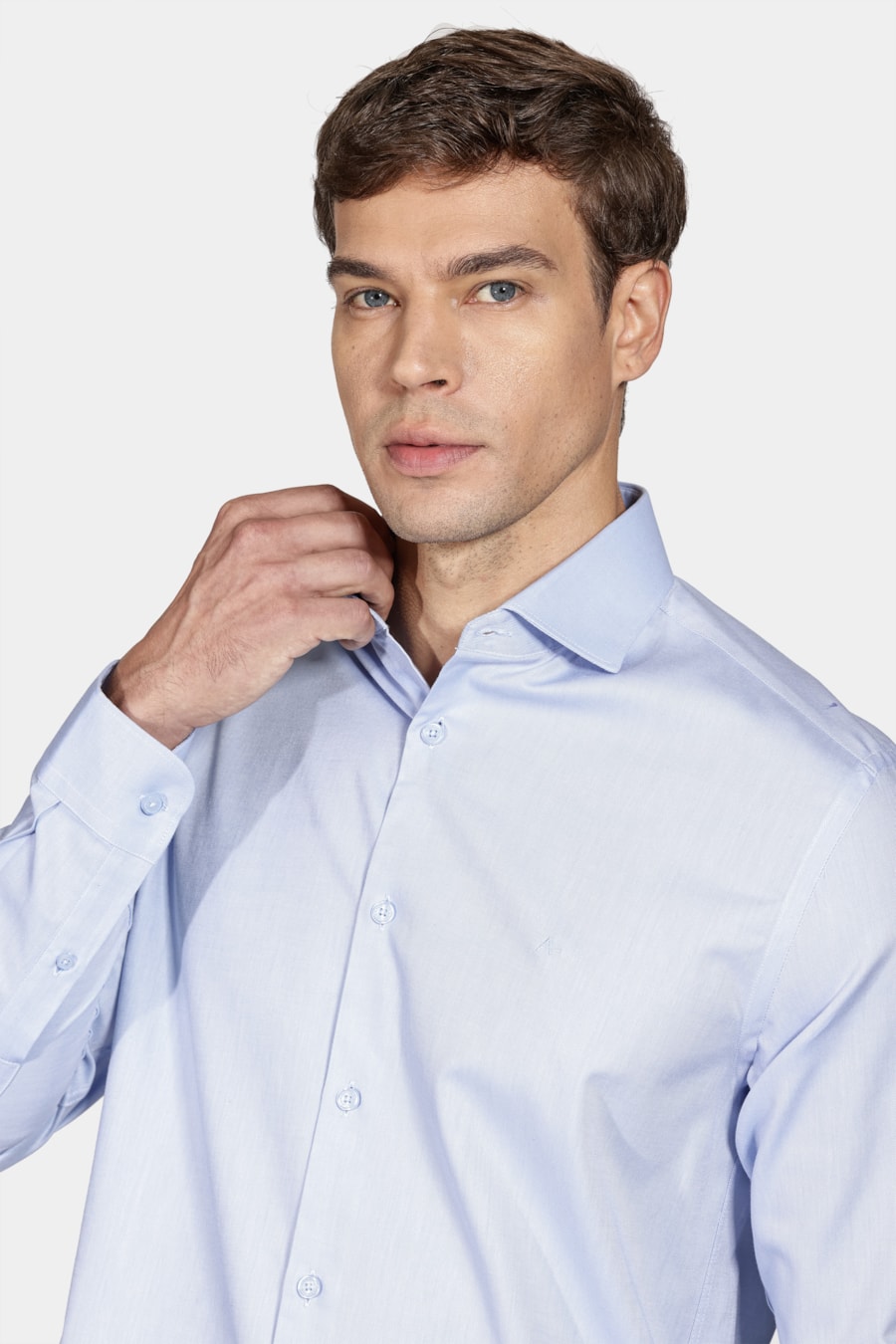 Camisa Manga Longa Slim Azul Claro — foto 3 de 5