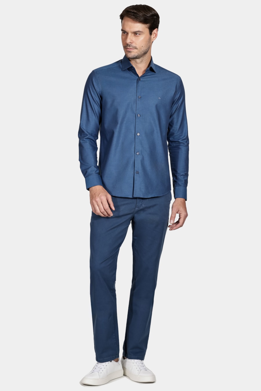 Camisa Manga Longa Slim Azul Escuro — foto 2 de 5