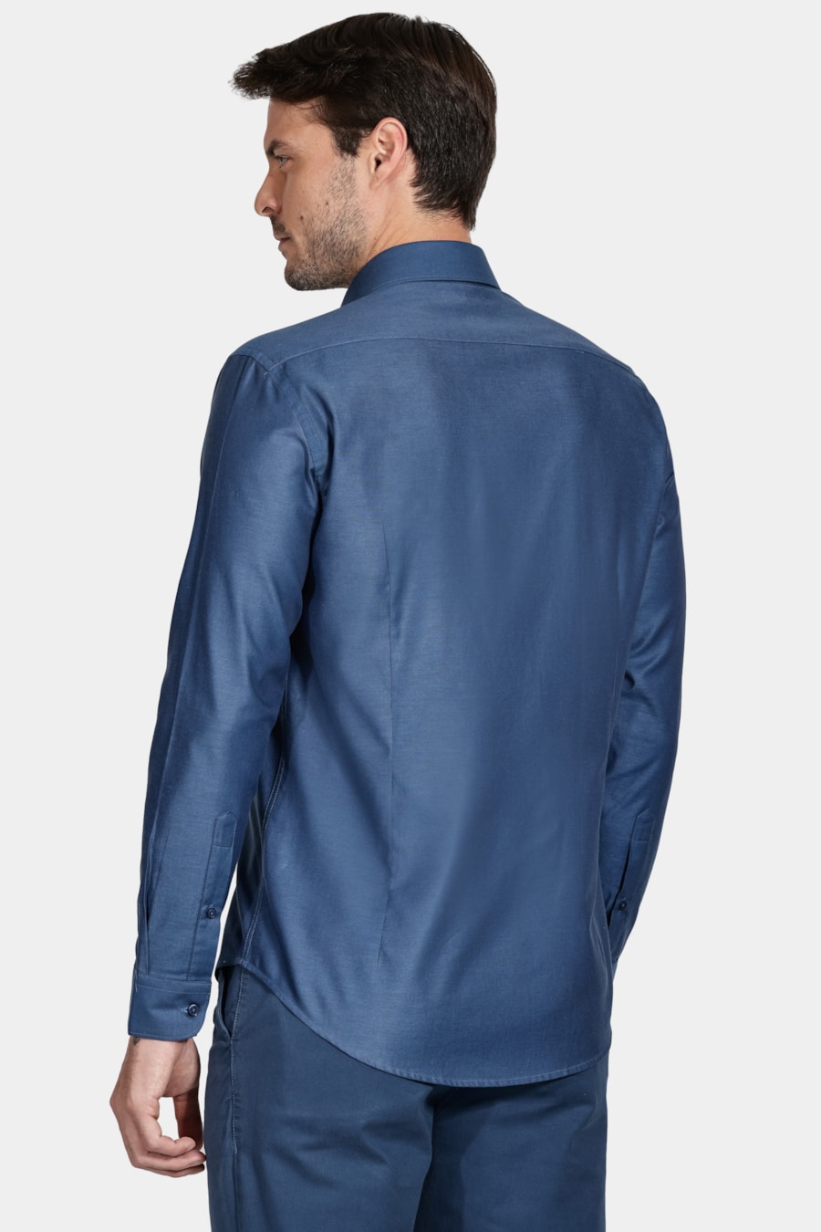 Camisa Manga Longa Slim Azul Escuro — foto 4 de 5