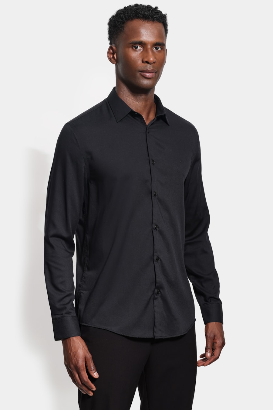 Camisa Manga Longa Slim Bambu Span Preto — foto 1 de 6