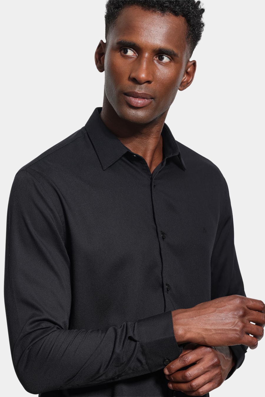Camisa Manga Longa Slim Bambu Span Preto — foto 3 de 6