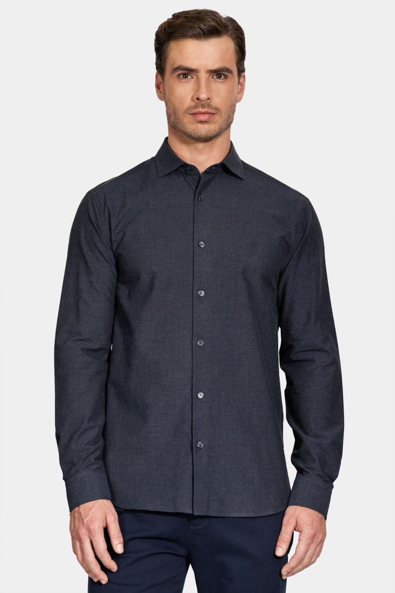 Camisa Manga Longa Slim Black Marinho