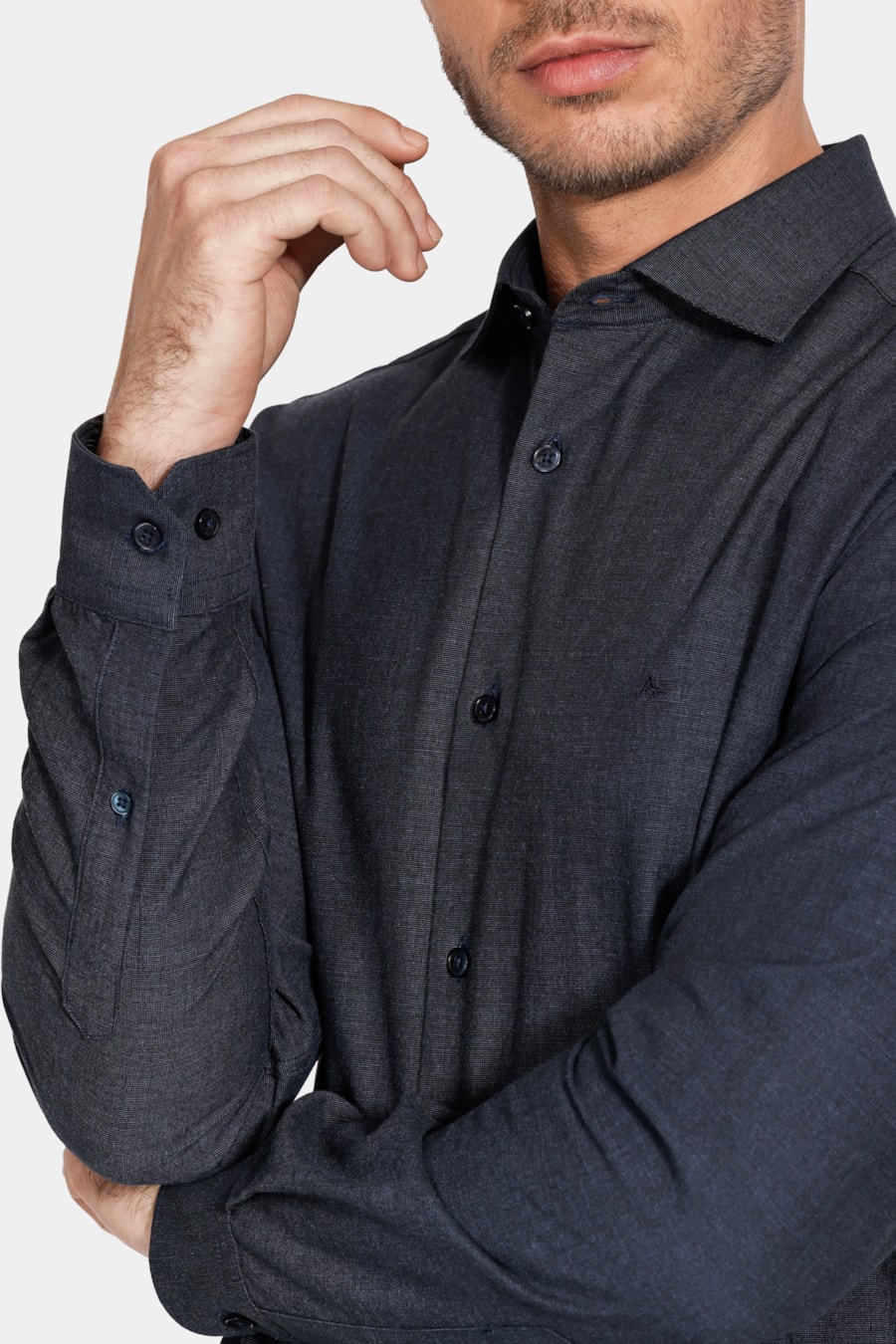 Camisa Manga Longa Slim Black Marinho — foto 3 de 6