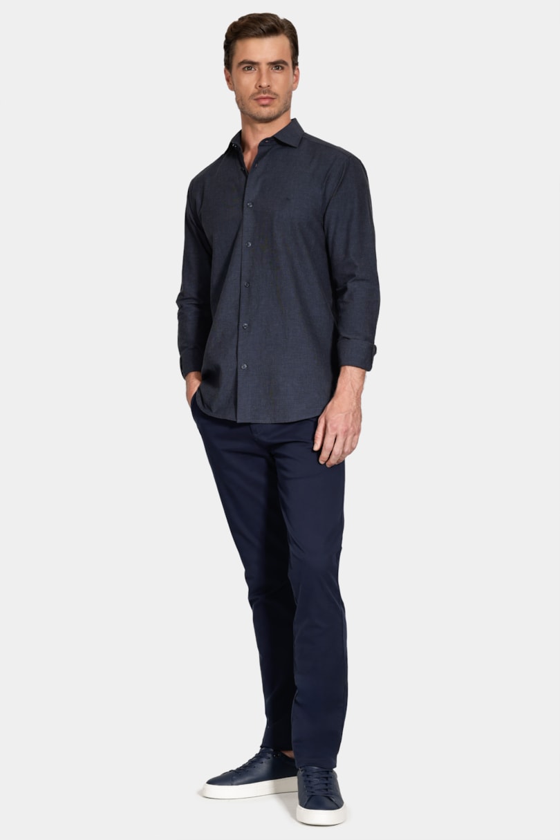 Camisa Manga Longa Slim Black Marinho
