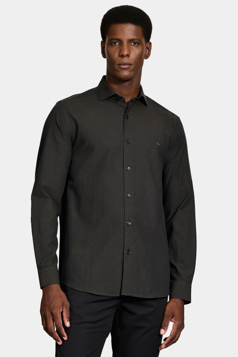 Camisa Manga Longa Slim Black Marrom