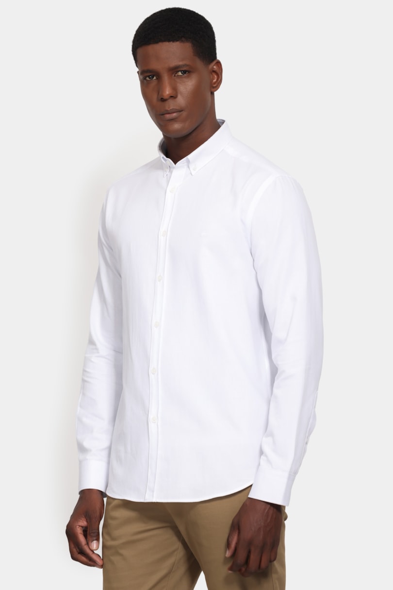 Camisa Manga Longa Slim Button Down Branco