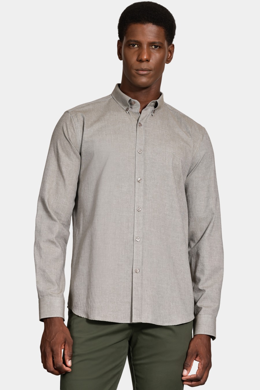 Camisa Manga Longa Slim Button Down Colors Army Green — foto 1 de 7