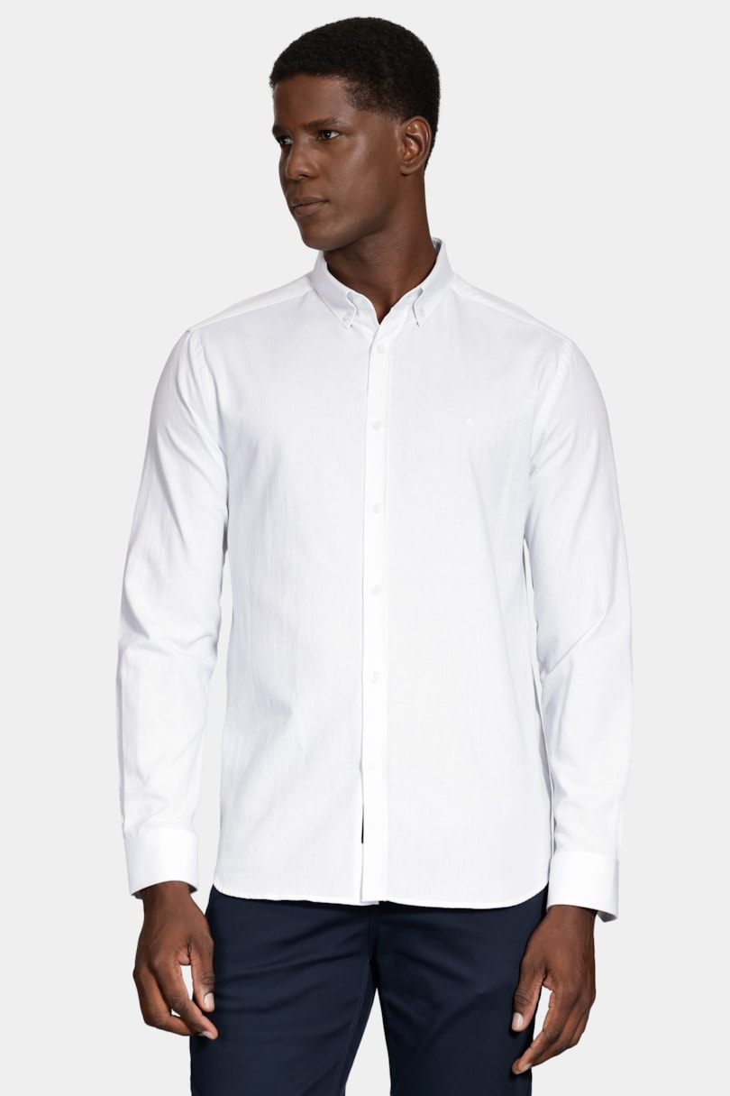 Camisa Manga Longa Slim Button Down Colors Branco
