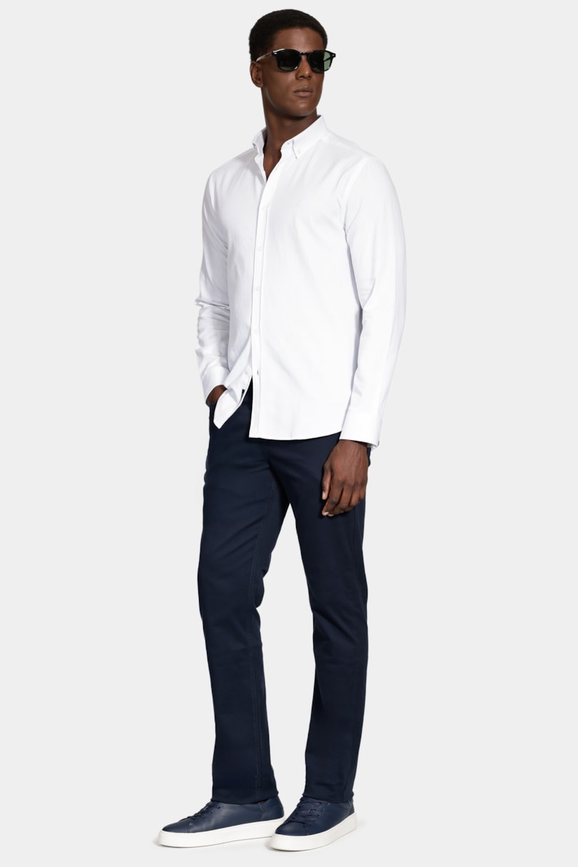 Camisa Manga Longa Slim Button Down Colors Branco