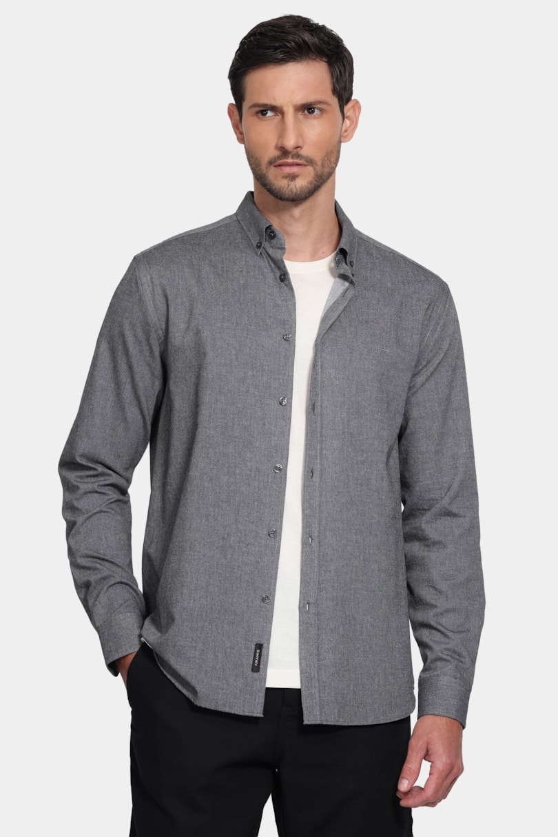 Camisa Manga Longa Slim Button Down Preto