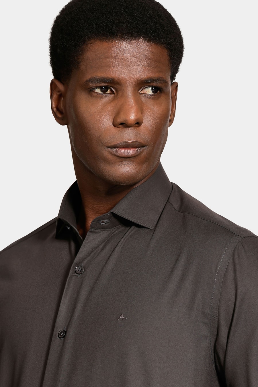 Camisa Manga Longa Slim Catar Melange Chumbo — foto 3 de 6
