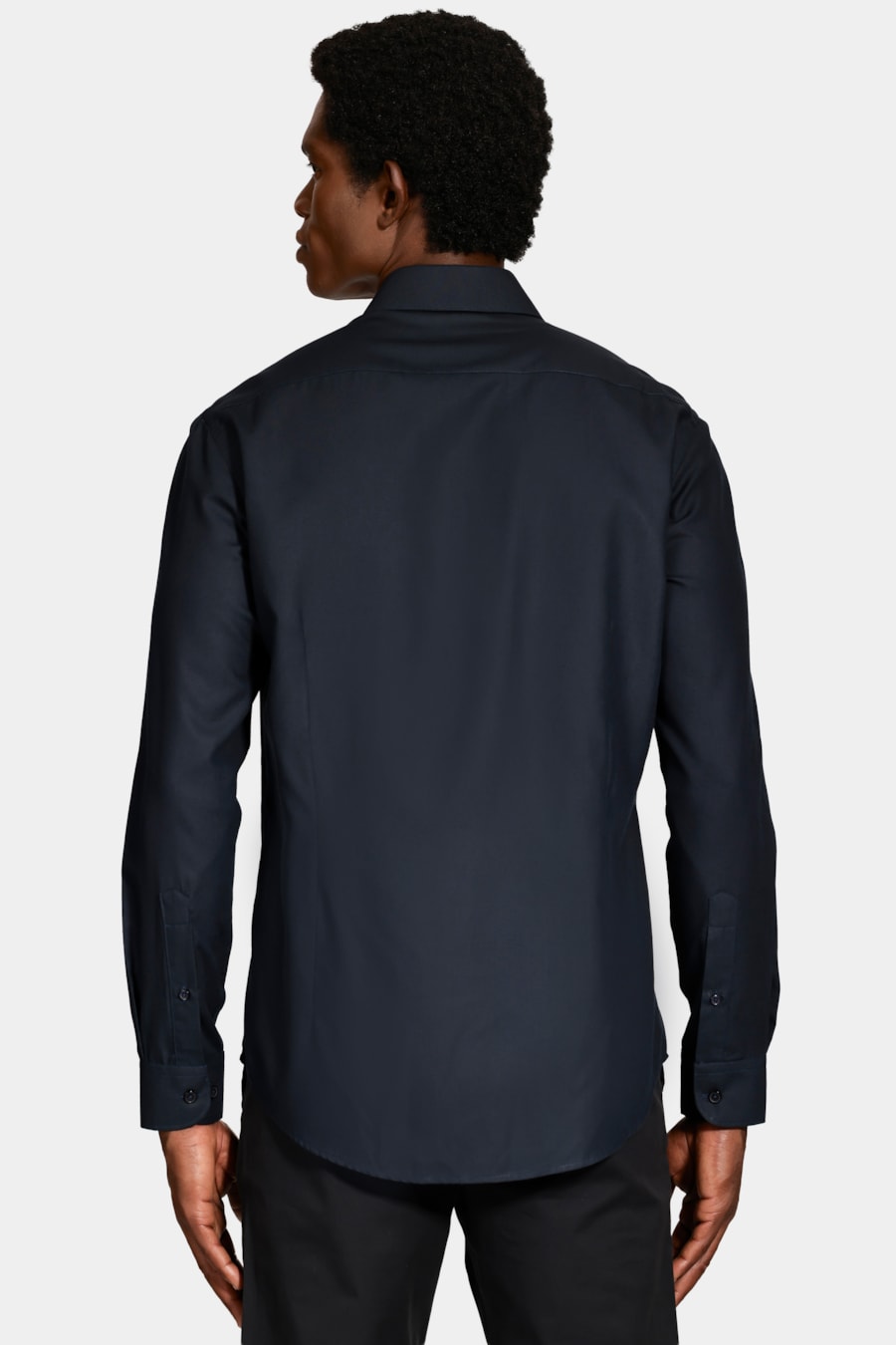 Camisa Manga Longa Slim Catar Melange Marinho — foto 4 de 6