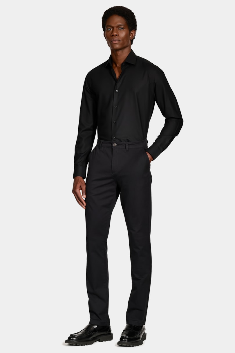 Camisa Manga Longa Slim Catar Melange Preto