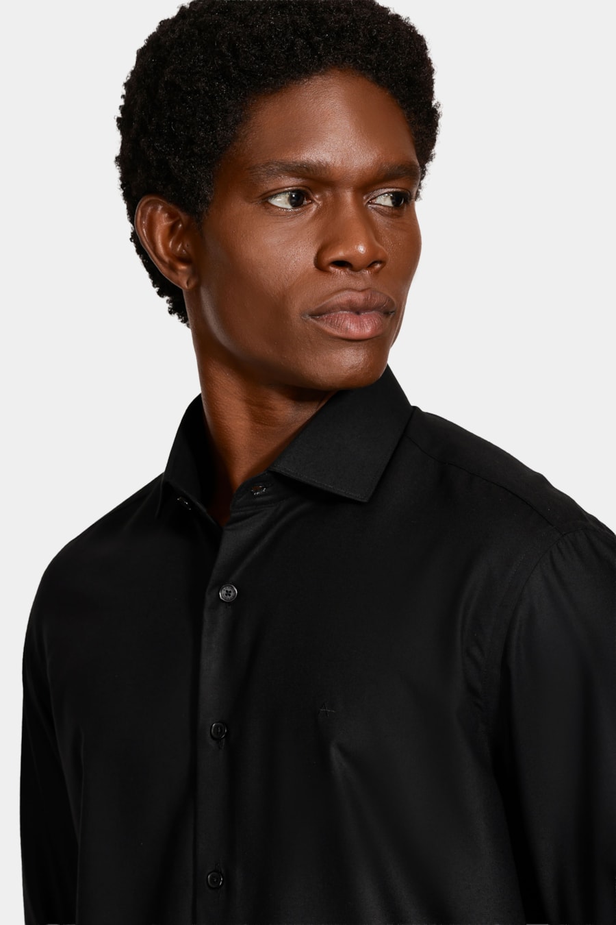Camisa Manga Longa Slim Catar Melange Preto — foto 3 de 6