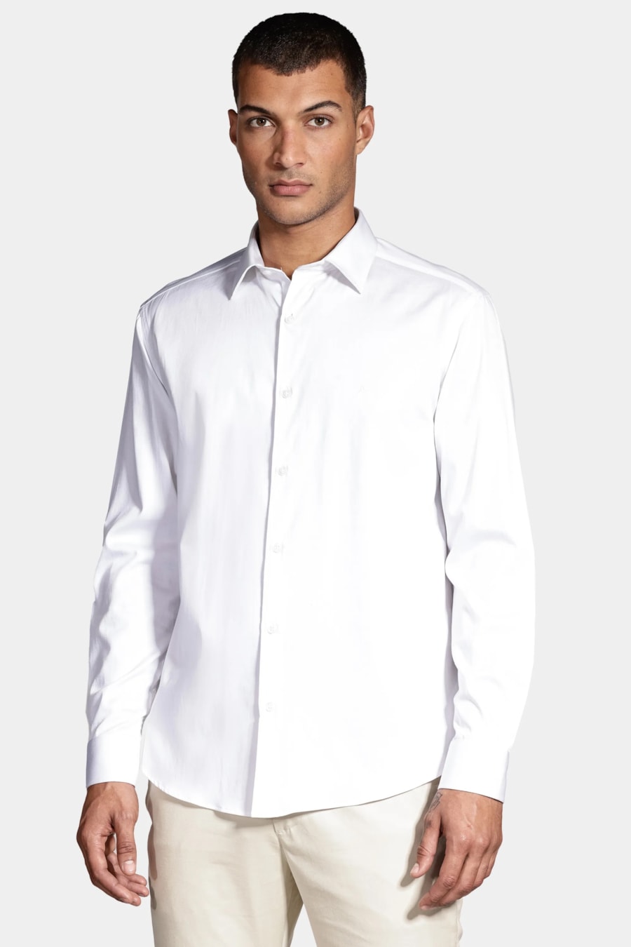 Camisa Manga Longa Slim Cetim Com Elastano Hudson Branco — foto 1 de 5
