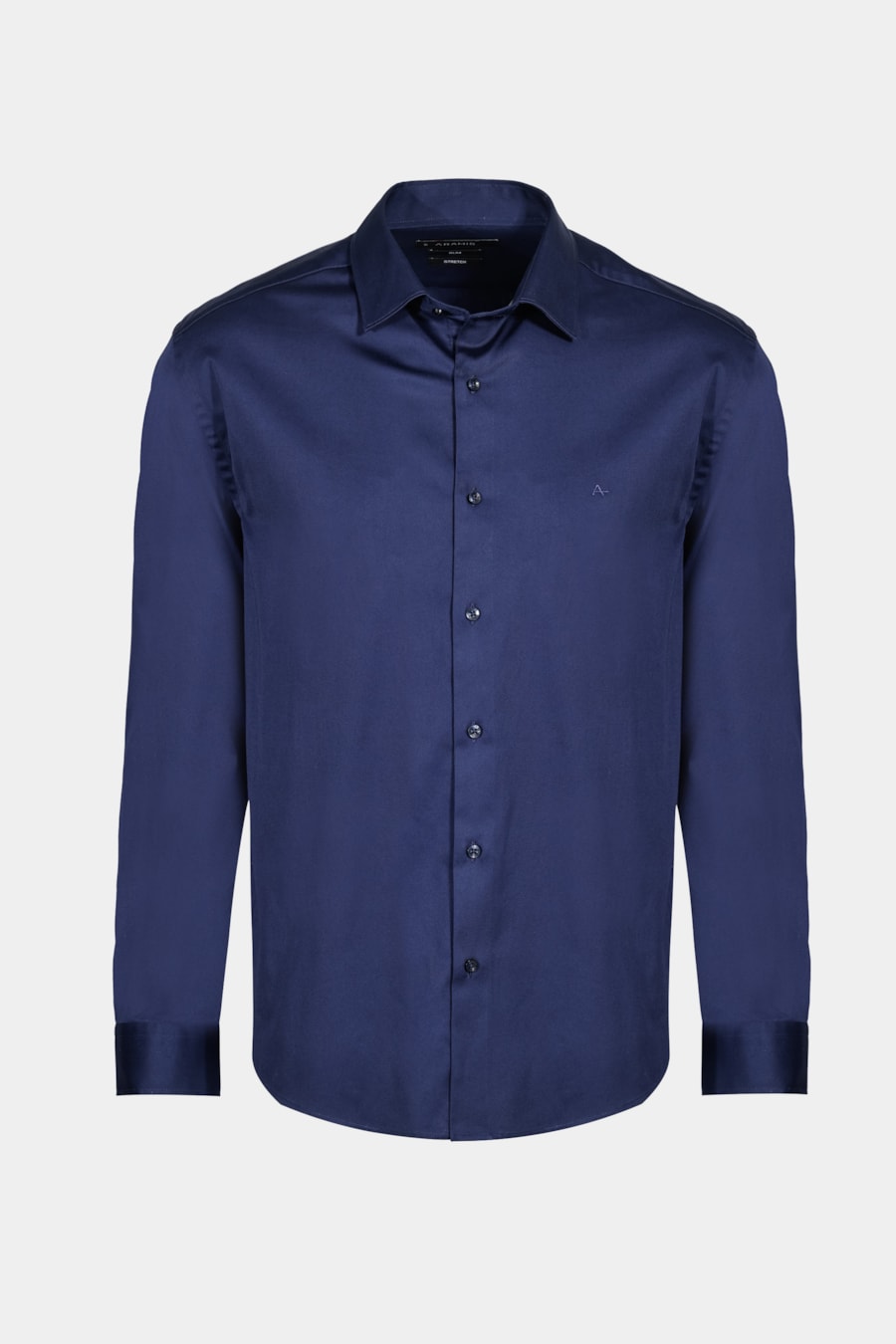 Camisa Manga Longa Slim Cetim Com Elastano Hudson Marinho — foto 6 de 6