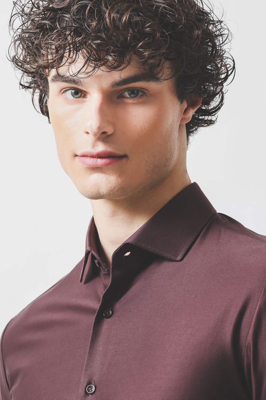 Camisa Manga Longa Slim Cetim de Malha 120/2 Burgundy — foto 3 de 6