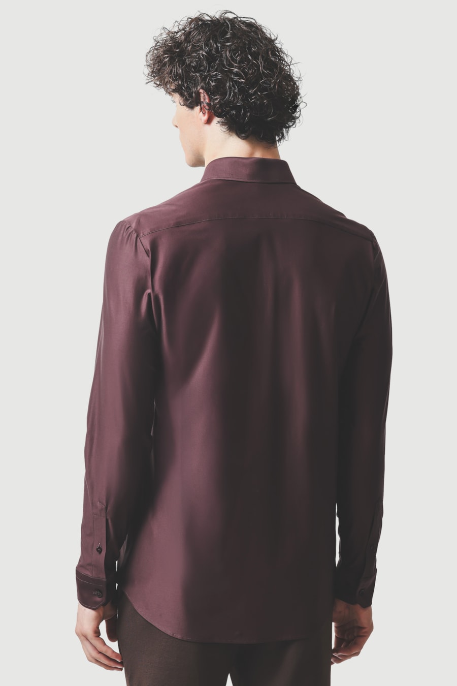 Camisa Manga Longa Slim Cetim de Malha 120/2 Burgundy — foto 4 de 6
