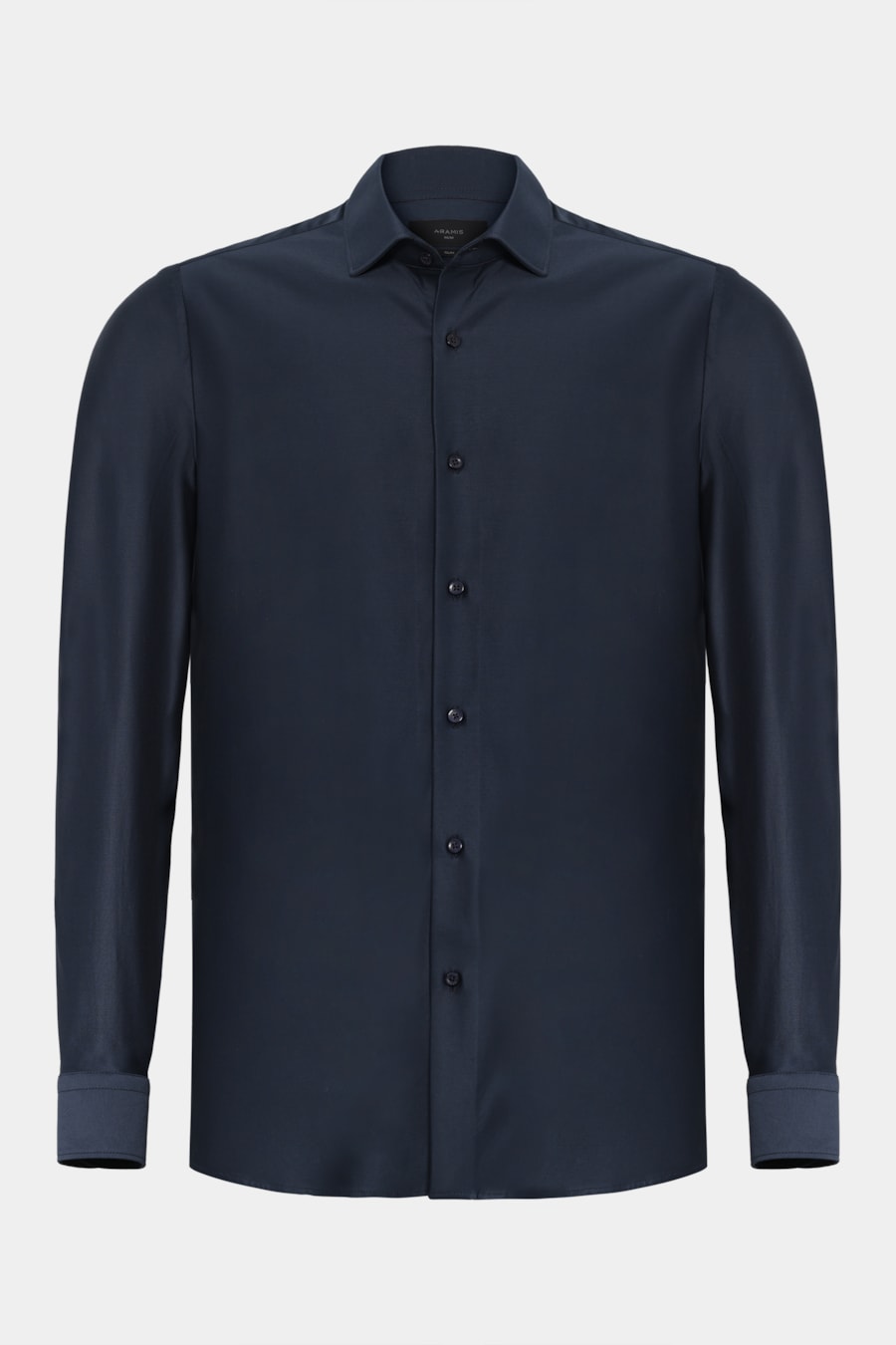 Camisa Manga Longa Slim Cetim de Malha 120/2 Marinho Escuro — foto 5 de 6