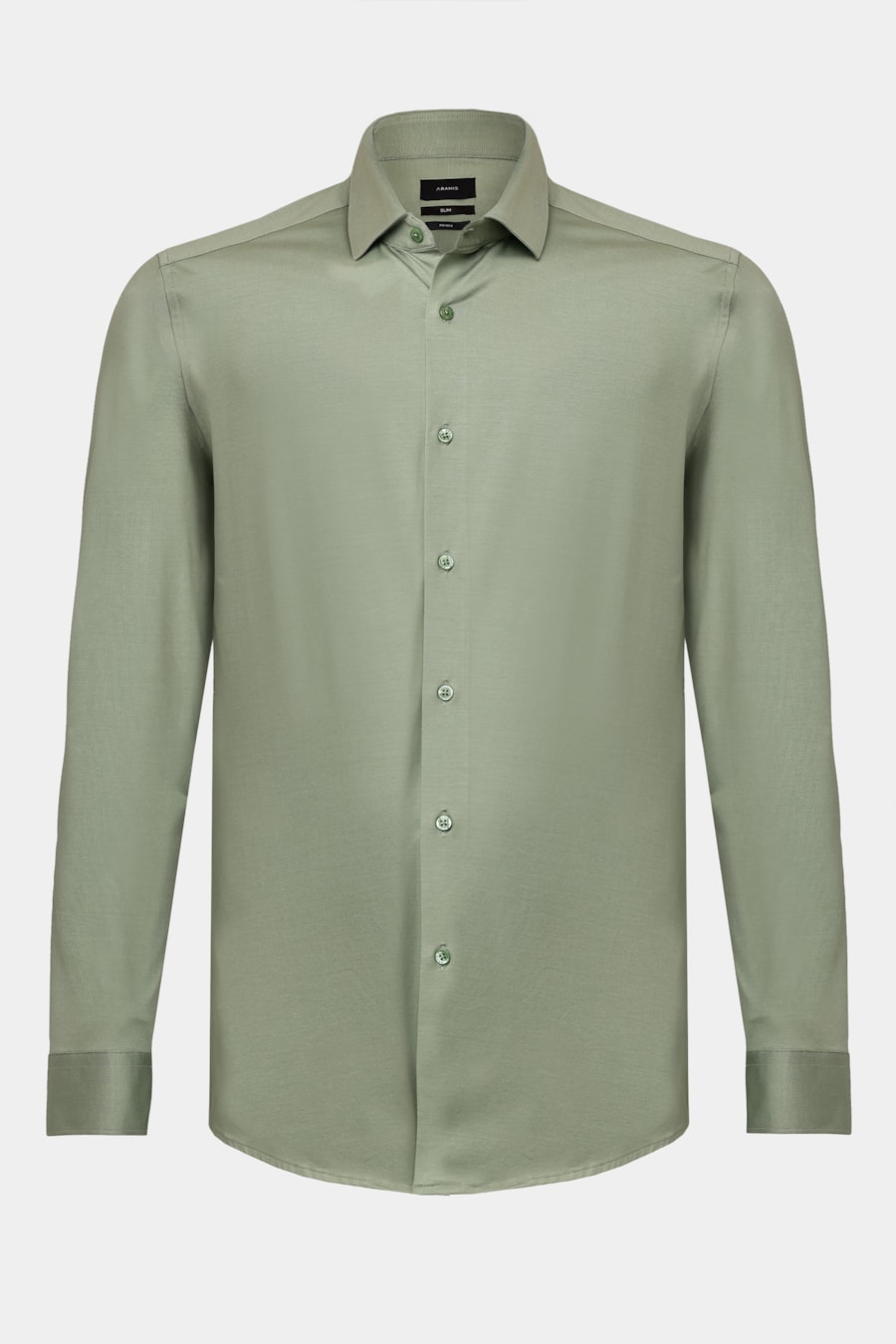 Camisa Manga Longa Slim Cetim de Malha 120/2 Verde Oliva — foto 1 de 2
