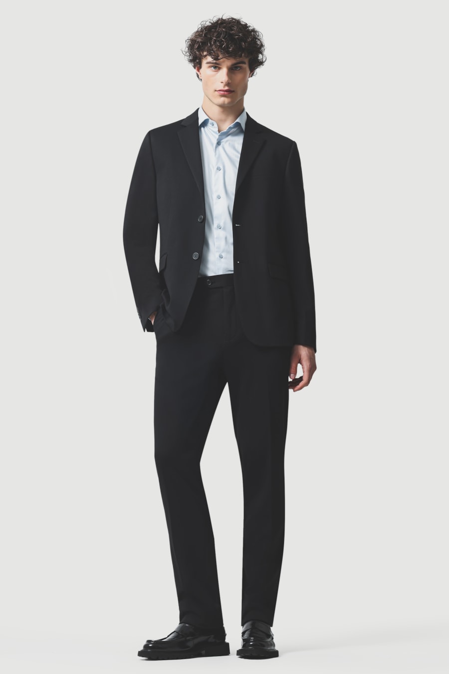 Camisa Manga Longa Slim Cetim St Hudson 2 Azul Claro — foto 2 de 6