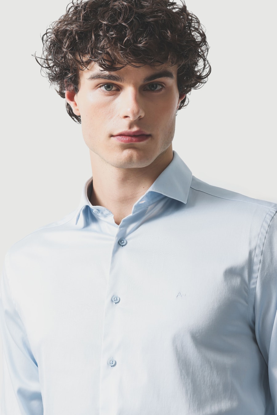Camisa Manga Longa Slim Cetim St Hudson 2 Azul Claro — foto 3 de 6