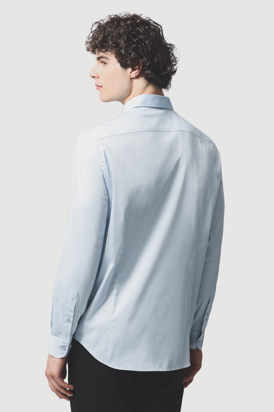 Camisa Manga Longa Slim Cetim St Hudson 2 Azul Claro — foto 4 de 6