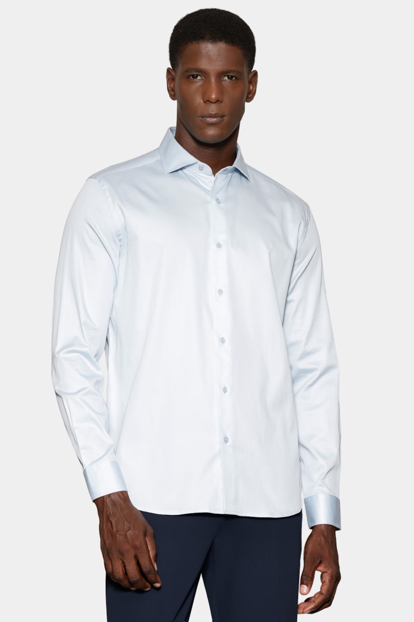 Camisa Manga Longa Slim Cetim St Hudson 2 Azul Claro