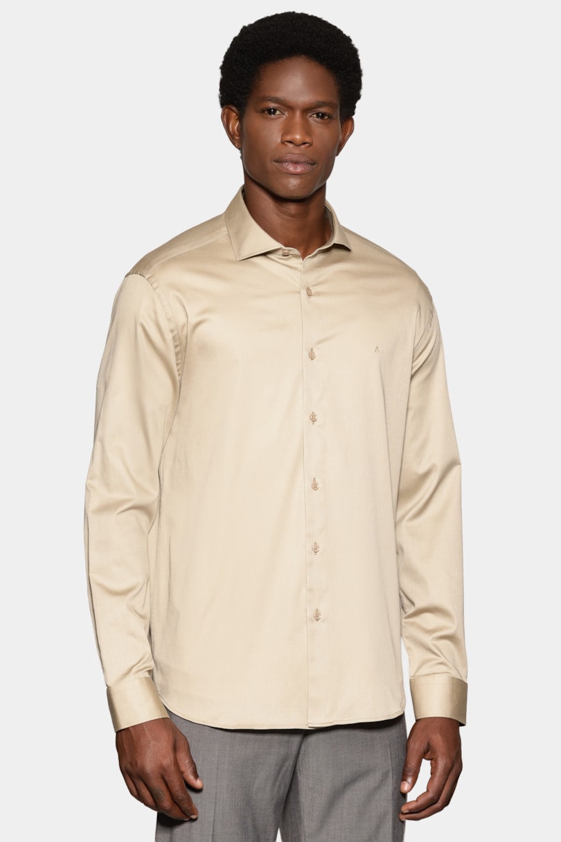 Camisa Manga Longa Slim Cetim St Hudson 2 Caqui