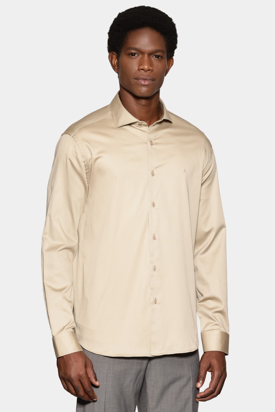 Camisa Manga Longa Slim Cetim St Hudson 2 Caqui — foto 1 de 6