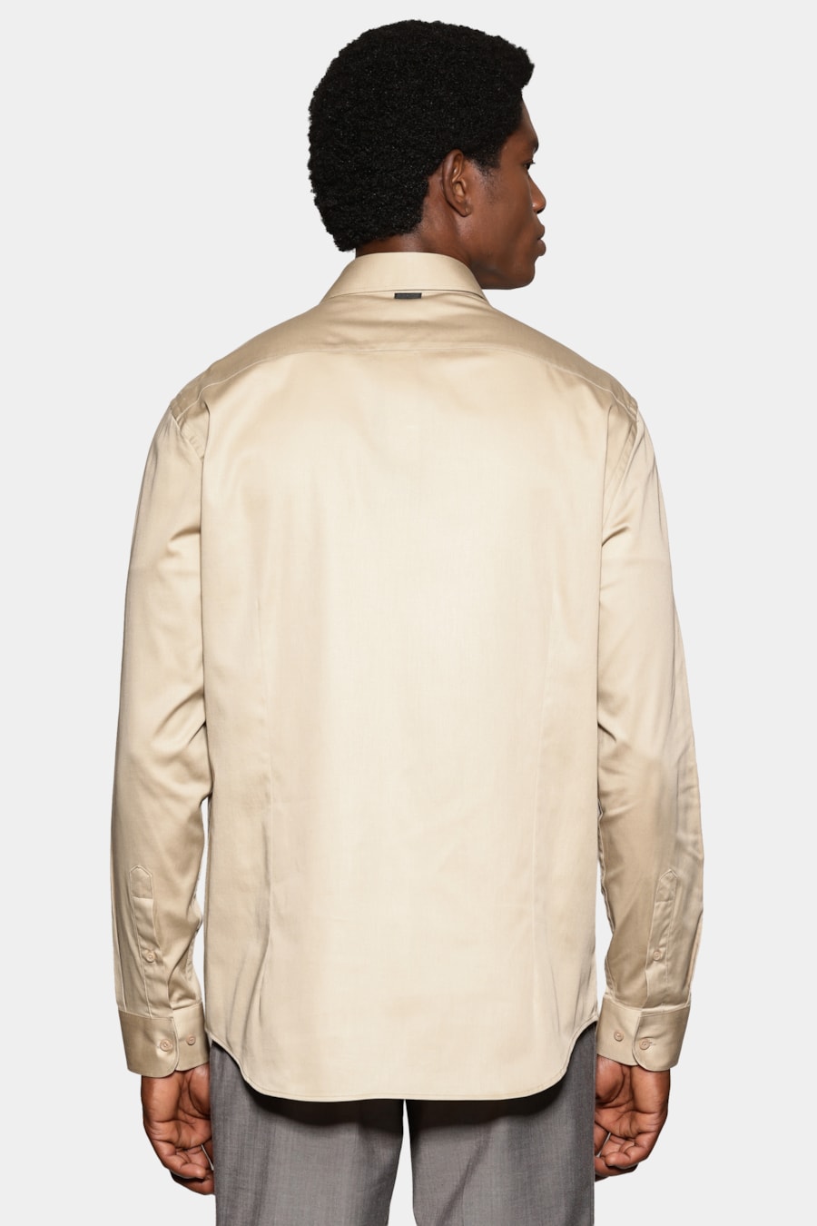 Camisa Manga Longa Slim Cetim St Hudson 2 Caqui — foto 4 de 6