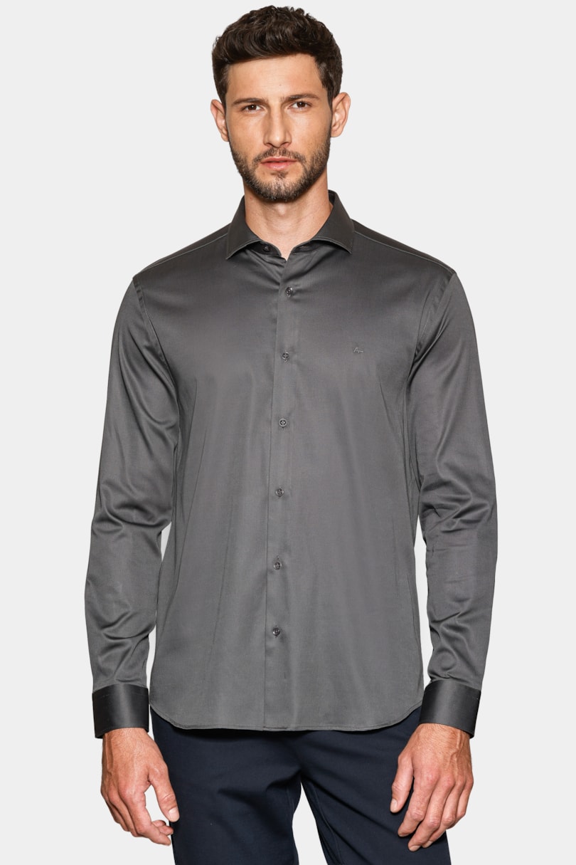 Camisa Manga Longa Slim Cetim St Hudson 2 Chumbo