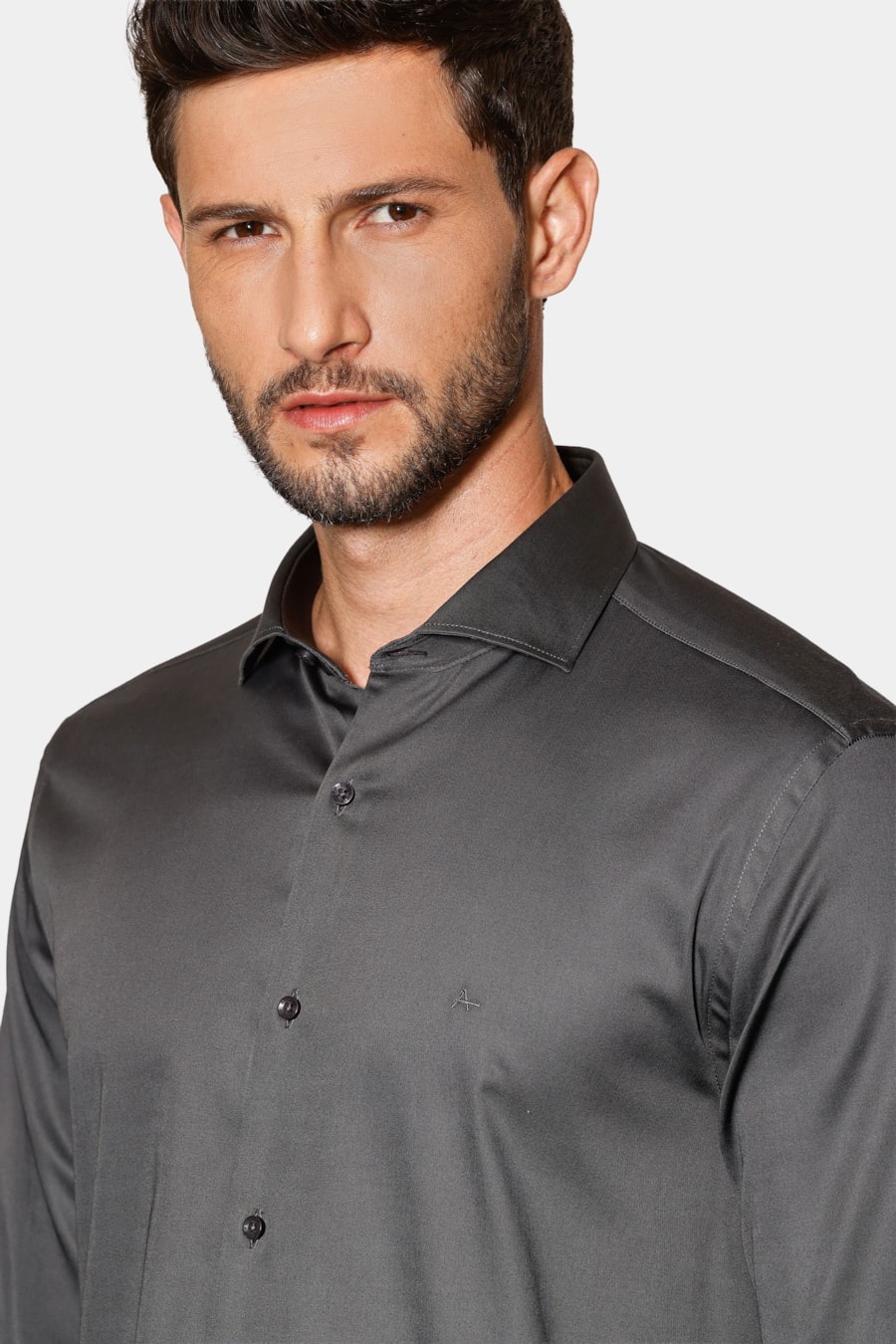 Camisa Manga Longa Slim Cetim St Hudson 2 Chumbo — foto 3 de 6