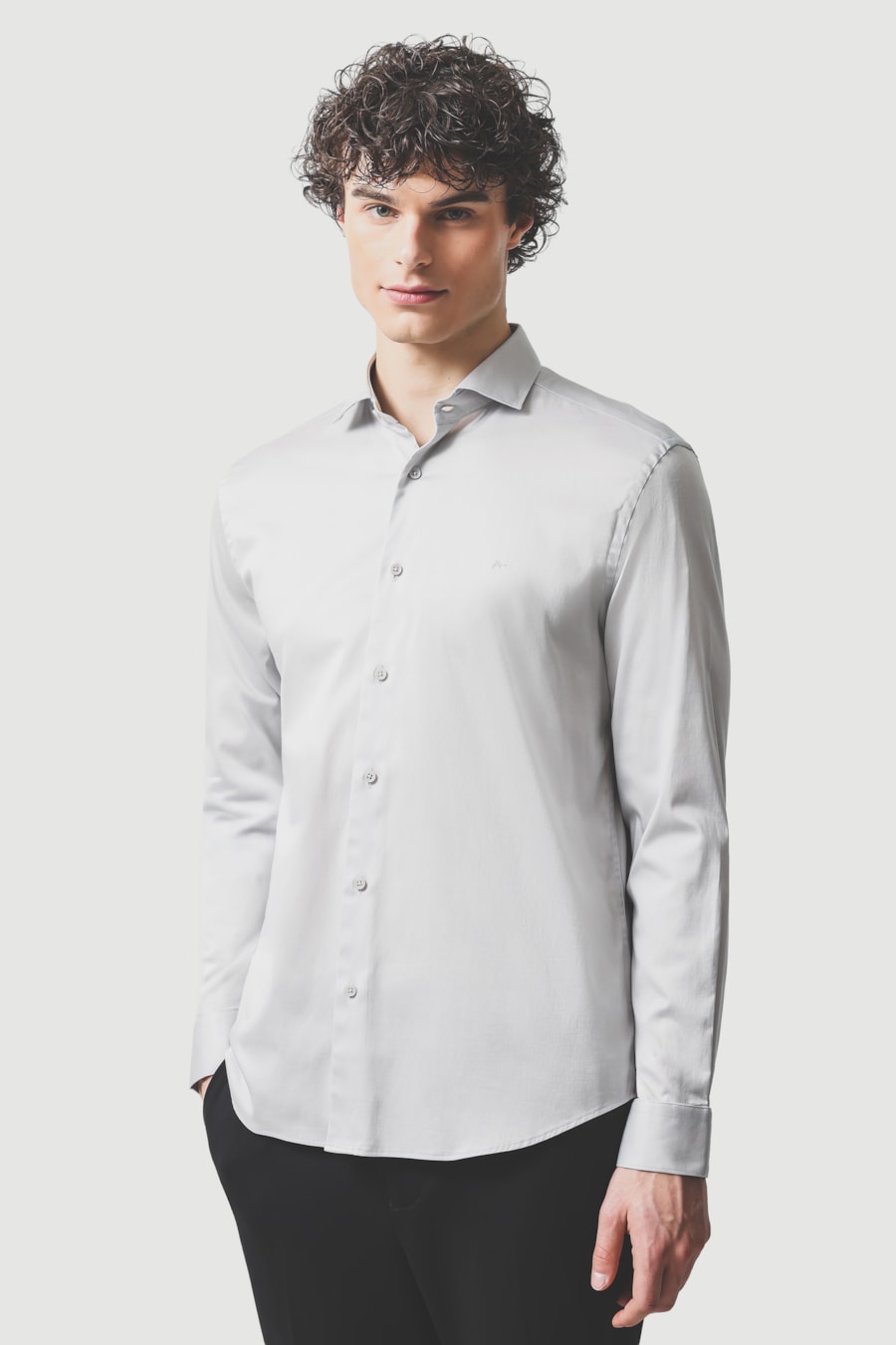 Camisa Manga Longa Slim Cetim St Hudson 2 Cinza — foto 1 de 6